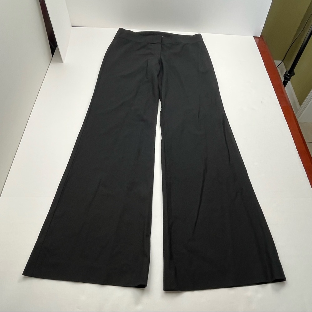 Theory Wool Lycra Blend Pant Womens Size 8 Black Wide Leg Low‎ Rise Office Work